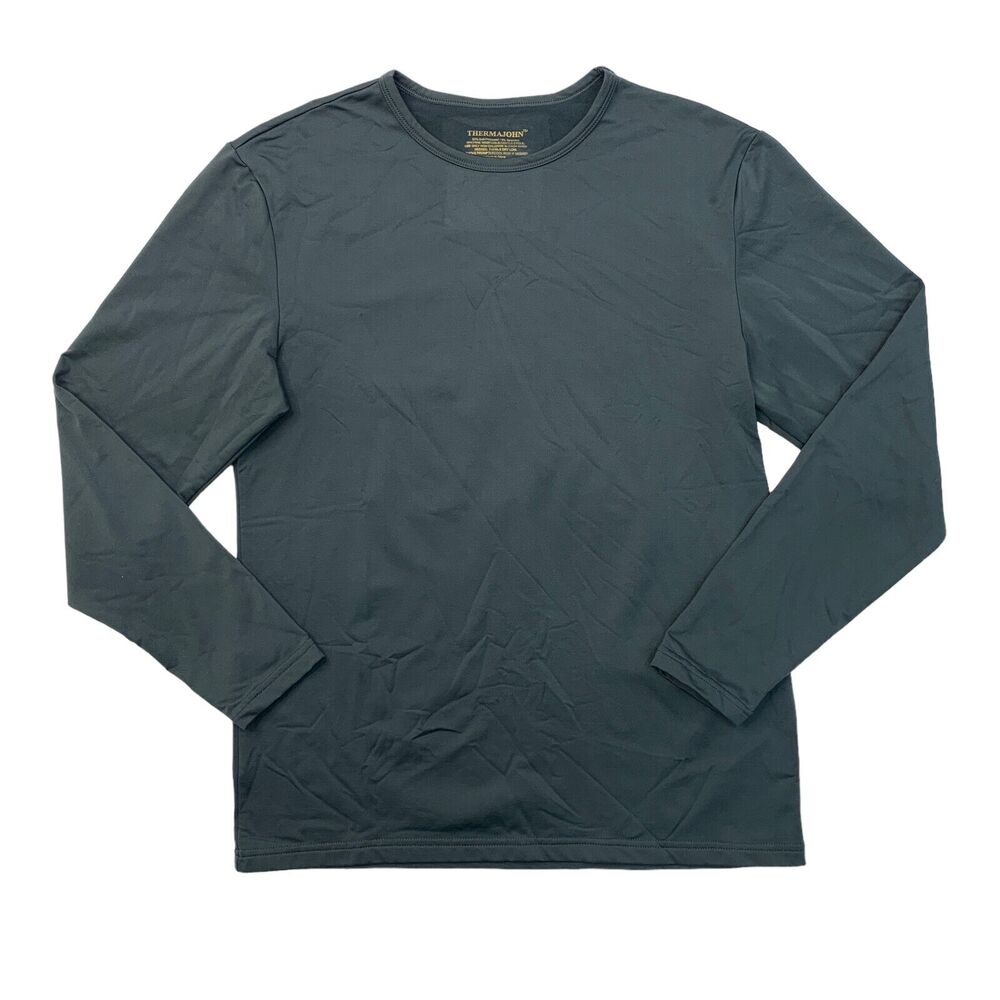 Thermajohn Shirt Mens L Large Gray Soft Lining Long Sleeve Base Layer Sleepshirt